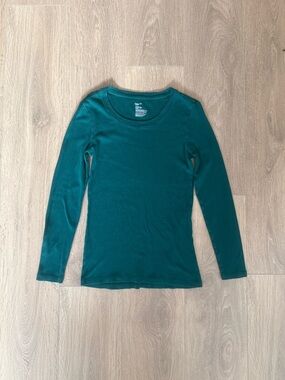 Gap Long Sleeve Scoop Neck Top - Teal